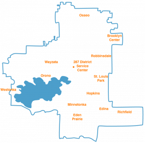 Map of the west metro school districts that are members of District 287