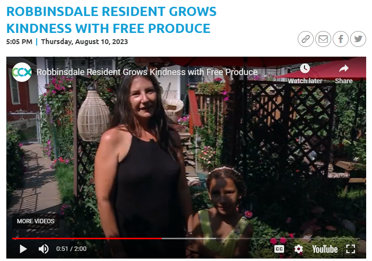 CCX media article about Rebecca and her garden